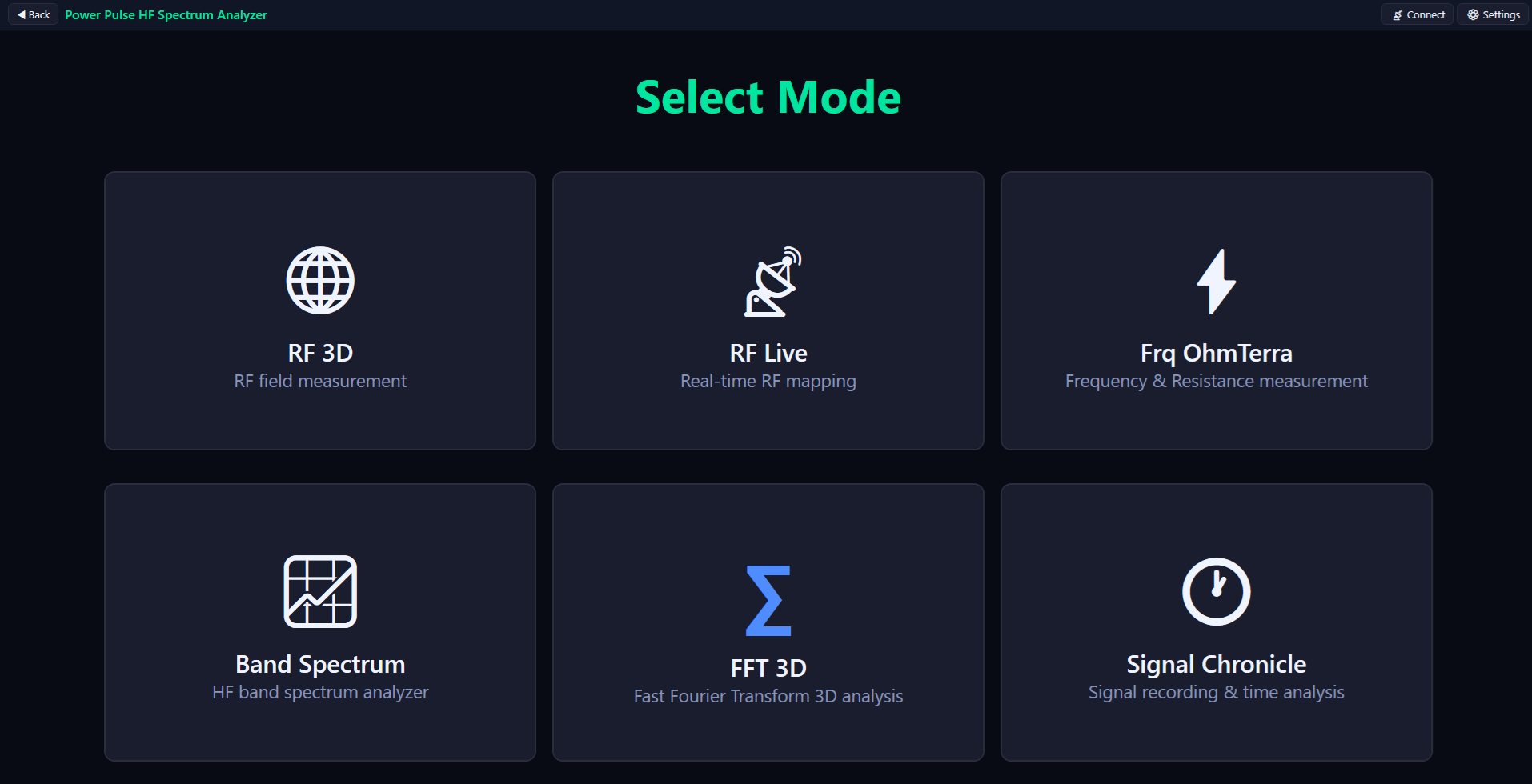 Power Pulse CW Radar Yazılım - Mod Seçim Ekranı